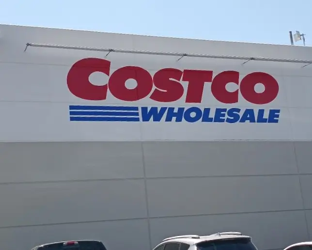 Commercial exterior painting completed on Costco Warehouse in Fullerton, CA after sandblasting and surface preparation.